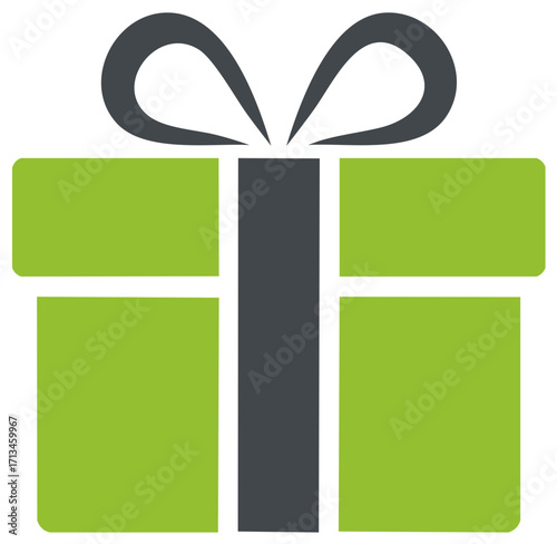 Vibrant lime green gift box with elegant dark grey ribbon and bow a symbol of celebration and generosity