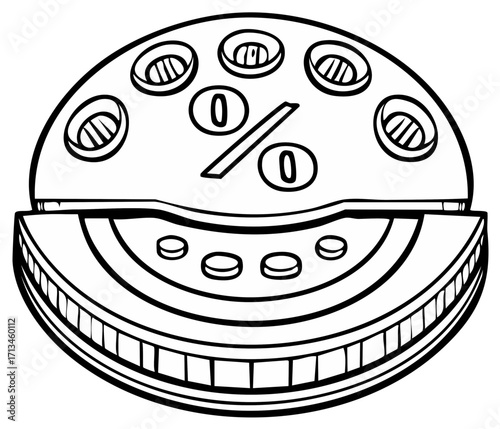 Retro Dial with Numbers and Percentage Sign Drawing
