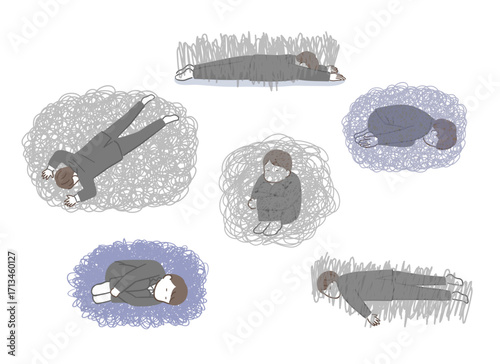 落ち込むビジネスマンのイラストセット