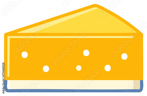 Cartoon Illustration of a Slice of Delicious Yellow Cheese