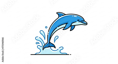 Cartoon dolphin jumping out of water vector illustration marine mammal ocean sea life aquatic animal artwork 100