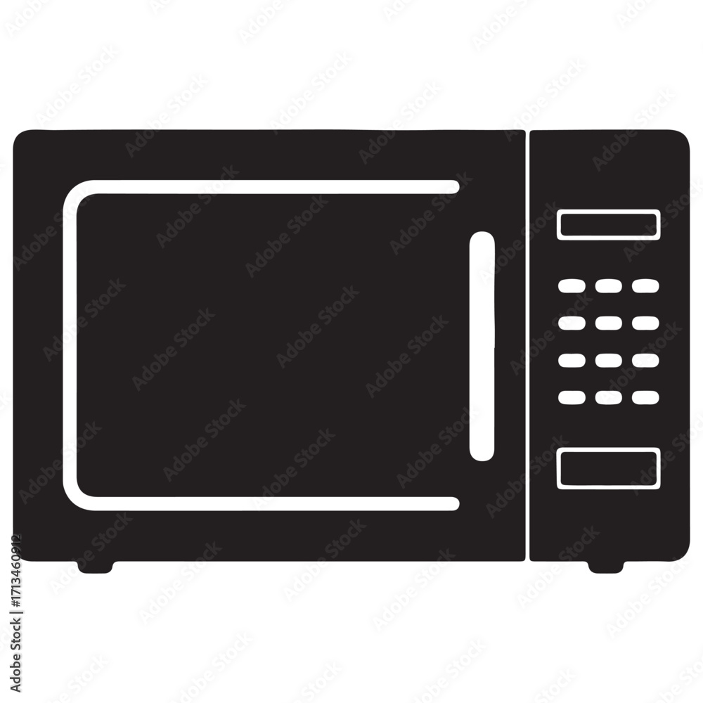 Obraz premium Microwave Oven Icon Graphic Design Vector Illustration for Kitchen Appliances and Modern Cooking Technology in Black and White