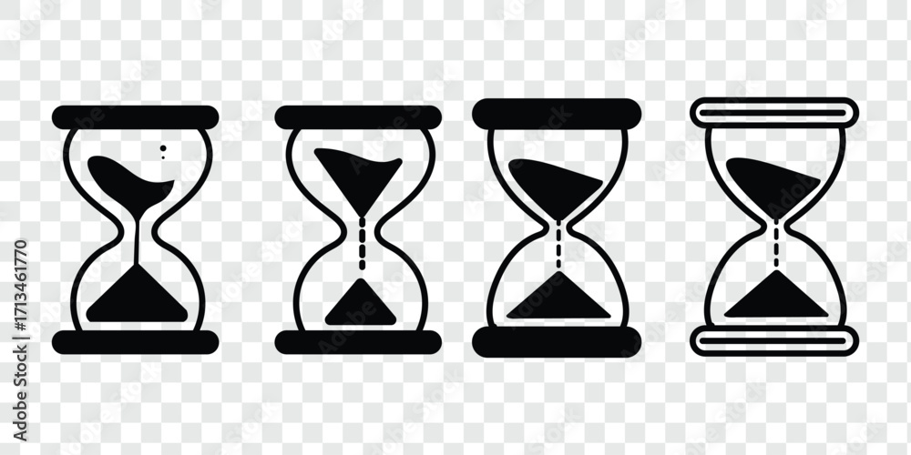 Fototapeta premium Sand clock vector icon isolated on transparent background, Sand clock logo design