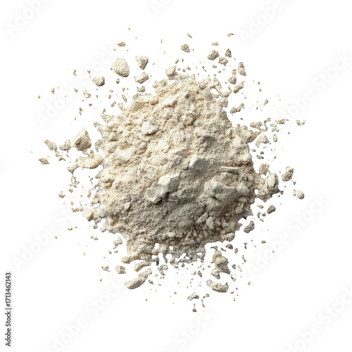 Pile of light beige flour, scattered