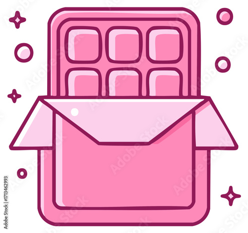 Cute Pink Chocolate Bar Unwrapped Candy Dessert Delicious Snack Icon