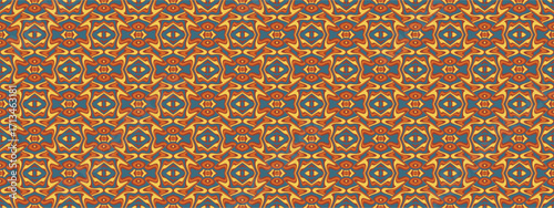 Wallpaper Mural A detailed intricate geometric pattern in warm earthy tones featuring repeating symmetrical motifs in a faded tapestry style. Torontodigital.ca