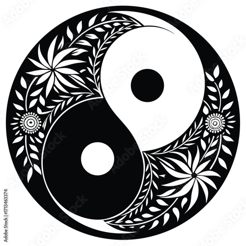 yin yang symbol on black background