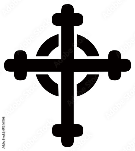 Celtic Cross, symbol of Christianity. Vector graphic icon of religion, faith, spirituality, belief