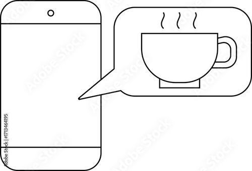 smartphone icon and coffee cup icon with white background