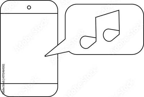 smartphone icon and musical note icon with white background
