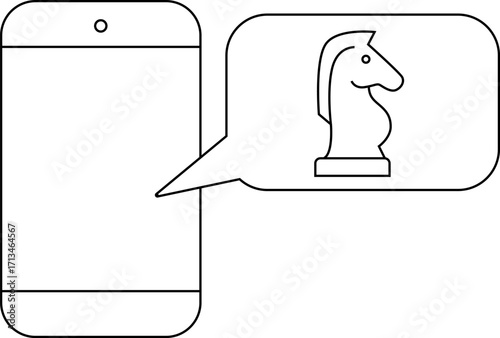 smartphone icon and chess horse icon with white background