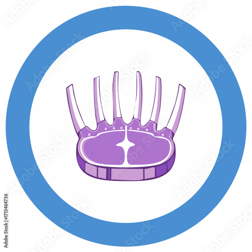 Regal Crown Roast of Lamb Meat Cut Vector Illustration Icon