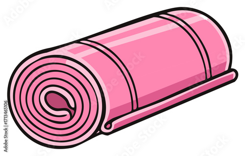Rolled Pink Yoga Mat Exercise Accessory for Fitness and Wellness