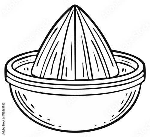 Line Art of a Citrus Juicer: Simple Kitchen Tool for Fresh Juice Preparation