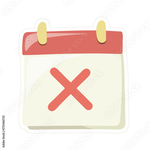 Calendar Page with Red X – Flat Icon for Deadline, Cancellation, Event Reminder, or Important Date