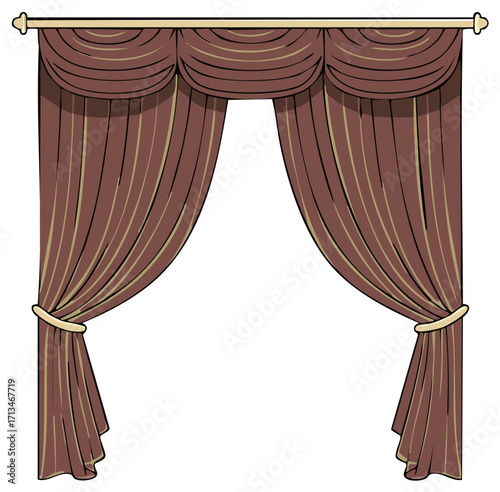 Elegant Draped Window Curtains with Swag Valance and Decorative Ties