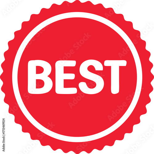 Round red best quality seal badge with white outline ideal for sales promotions vector