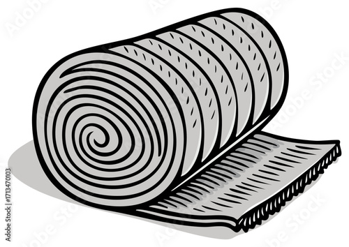 Rolled up Yoga Mat - Fitness Exercise Equipment in Cartoon Illustration Style
