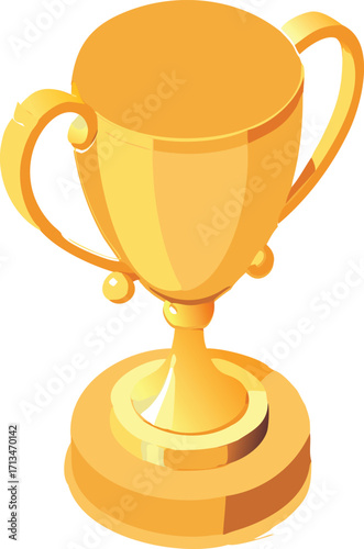 Golden trophy award cup shiny symbol of victory and achievement on vector
