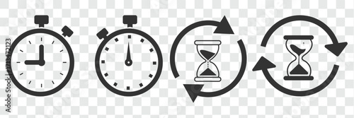 Hourglass vector icon representing time management and productivity concepts on transparent background