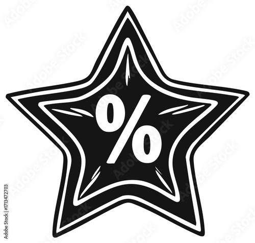 Stylized star shape with a prominent percentage symbol inside for sales or discounts