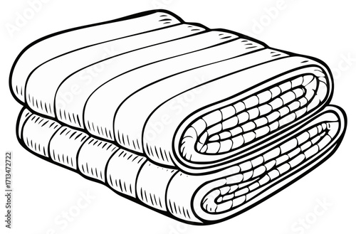 Stacked Towels Line Art Illustration Clean Cloth Napkin Bath Fabric Texture