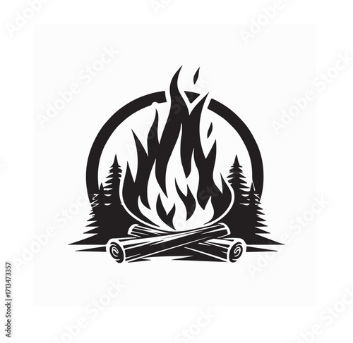 Campfire logo design camping vector isolated on white background