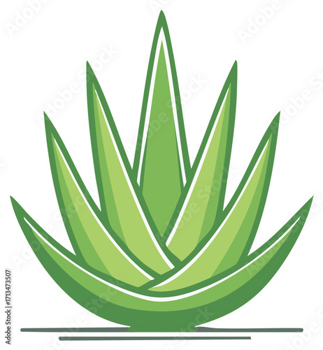 Stylized Green Aloe Plant Illustration with Gradient Effect for Skincare and Natural Remedy Designs