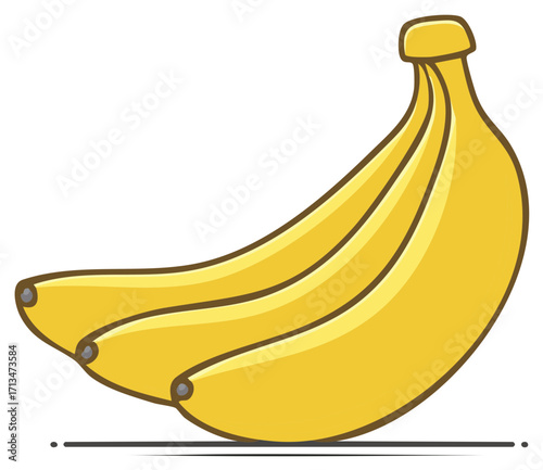Cartoon illustration of ripe bananas on a line.