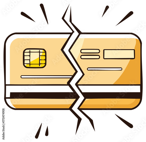 Broken credit card illustration symbolizing financial problems and debt