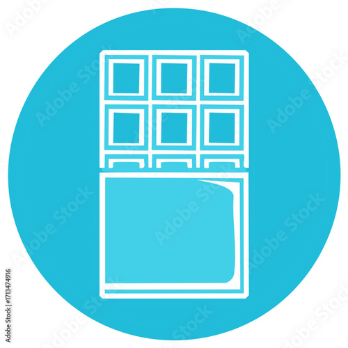 Illustration of a Chocolate Bar Inside of a Teal Blue Circle
