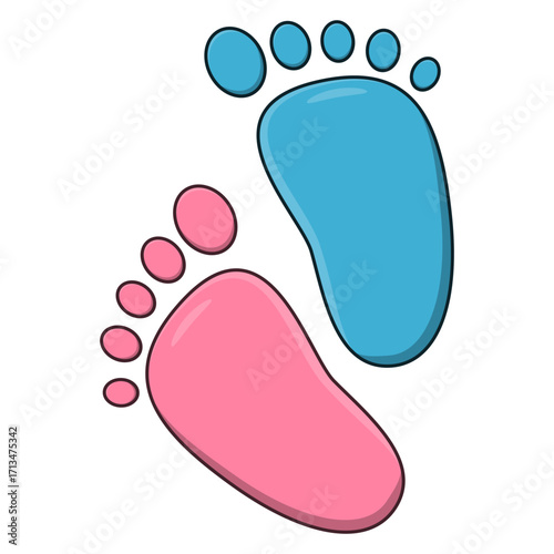 Pink and Blue Baby Footprints Illustration