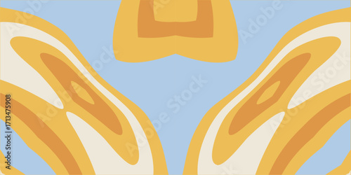 A Gentle Blend of Organic Shapes in Warm Tones Against a Sky Blue Canvas.