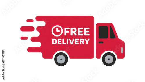 Wallpaper Mural Red delivery truck with free delivery text and motion blur effect isolated on transparent background Torontodigital.ca