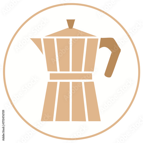 Stylized Moka Pot Coffee Maker Emblem Warm Tones Minimalist Design