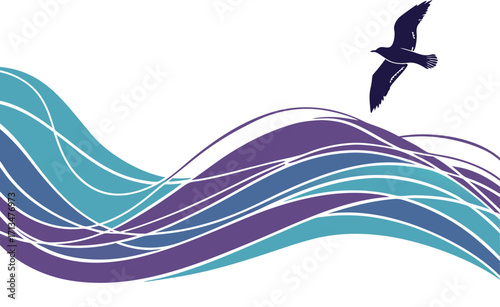 Gradient wave lines modern vector design background