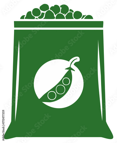 Fresh Peas in Bag Illustration Vector, Vegetables in Green Sack, Organic Food