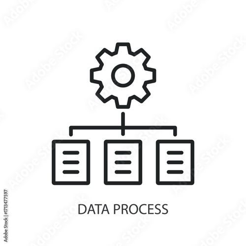 Data process thin line vector icons.