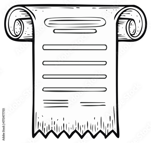 Vintage Scroll Document with Handwritten Lines and Jagged Edge