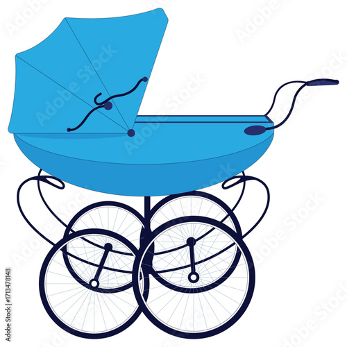 Cartoon Blue Baby Carriage Illustration