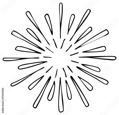 Hand-drawn burst with radiant lines emanating outward as decoration element