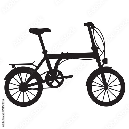 Silhouette of a folding bike on a white background for commuting and urban mobility design element
