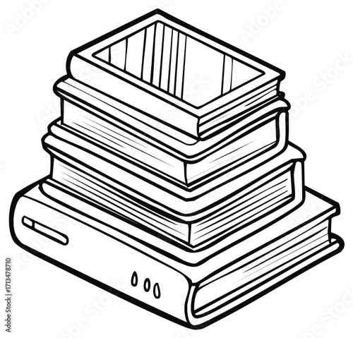 Stack of Education Books Coloring Page Line Art Study Knowledge Literature Reading