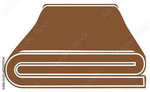 Folded stack of brown fabric vector icon for textile design, interiors, fashion projects or laundry service symbol in a simplistic style