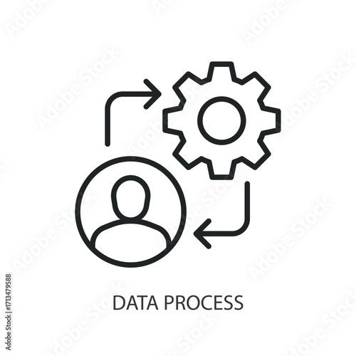 Data process thin line vector icons.