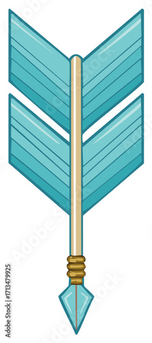 Stylized Turquoise Arrow Icon Pointing Downward Vector Illustration