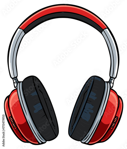 Modern Over-Ear Headphones with Red and Silver Accents
