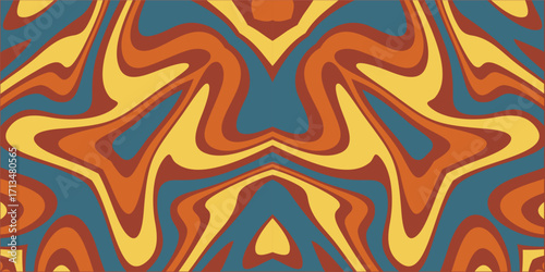 This Is A Psychedelic Swirl Pattern With Earth Tones And A Retro Vibe.