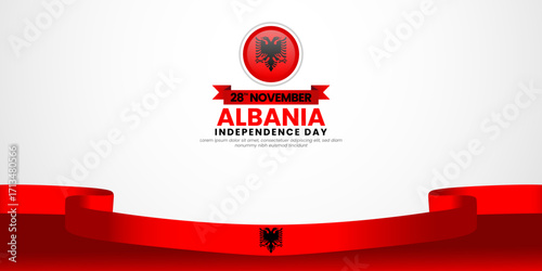 Albania independence day banner background 28 november design element with waving ribbon flag