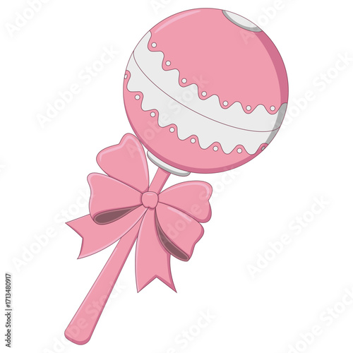 Pink Baby Rattle with Bow